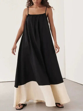 Zara Summer Casual Vacation Maxi Color Block Strappy Dress
